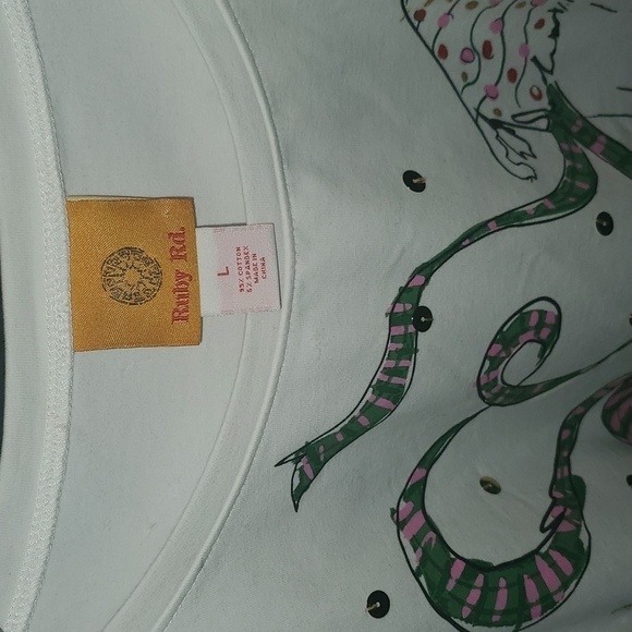 Ruby Rd. Long Sleeve Holiday Skater with Bag Graphic Long Sleeve Sz. L Top Tunic - Picture 5 of 10